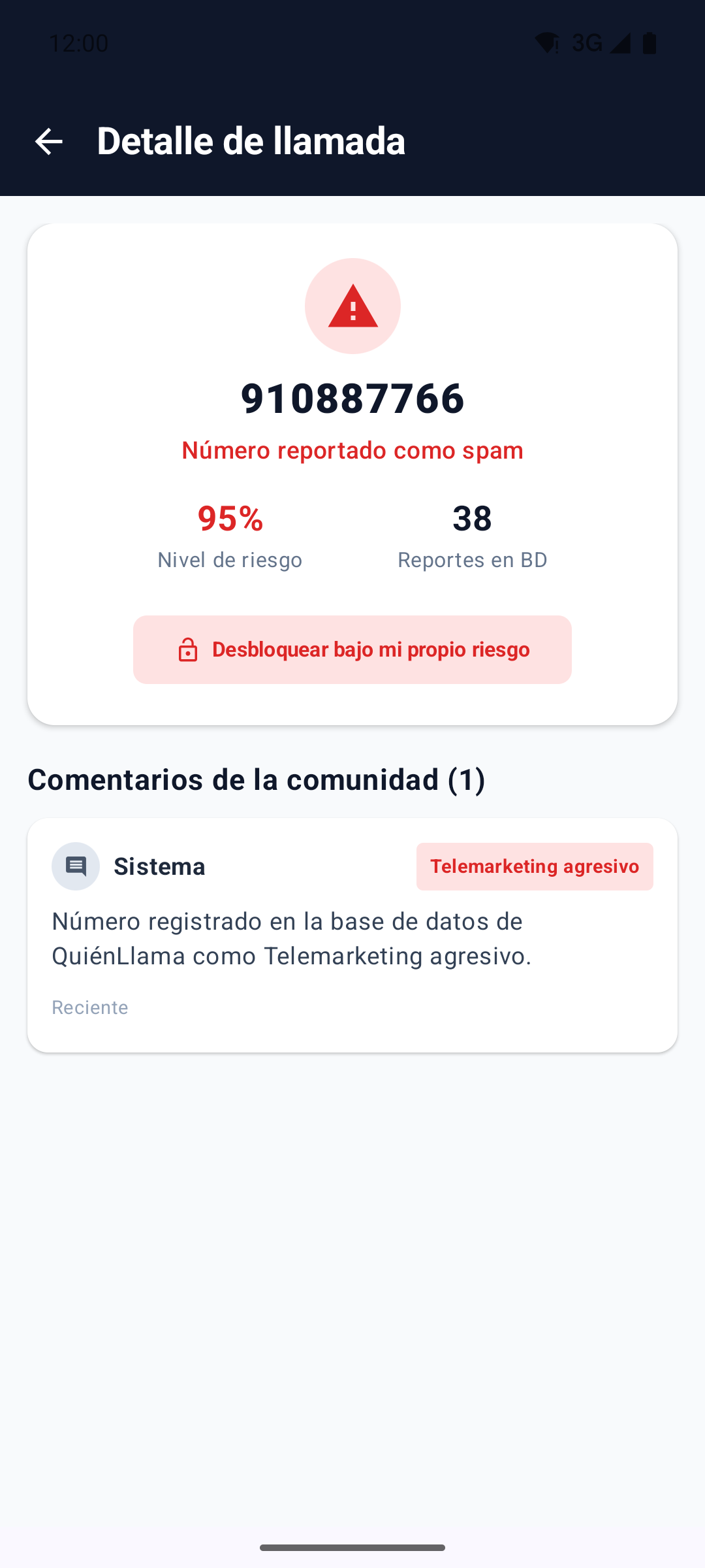Detalle del número con denuncias comunitarias